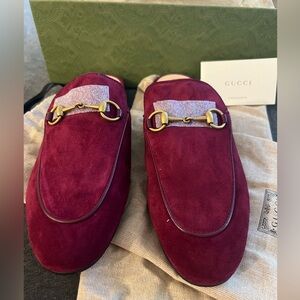 Gucci violet suede horse bit mule